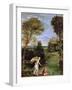 Landscape with Tobias Laying Hold of the Fish, circa 1615-Domenichino-Framed Giclee Print