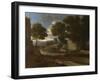 Landscape with Travellers Resting, Ca 1638-Nicolas Poussin-Framed Giclee Print