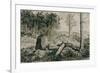 Landscape with trees, 1883 Etching,40 x 22,5 cm.-Max Klinger-Framed Giclee Print