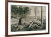 Landscape with trees, 1883 Etching,40 x 22,5 cm.-Max Klinger-Framed Giclee Print