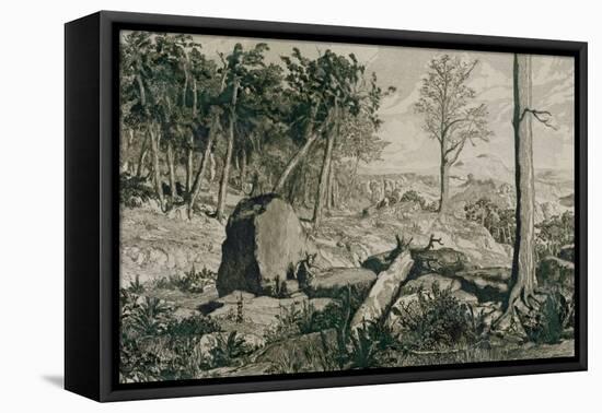 Landscape with trees, 1883 Etching,40 x 22,5 cm.-Max Klinger-Framed Stretched Canvas