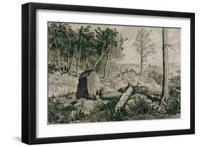 Landscape with trees, 1883 Etching,40 x 22,5 cm.-Max Klinger-Framed Giclee Print
