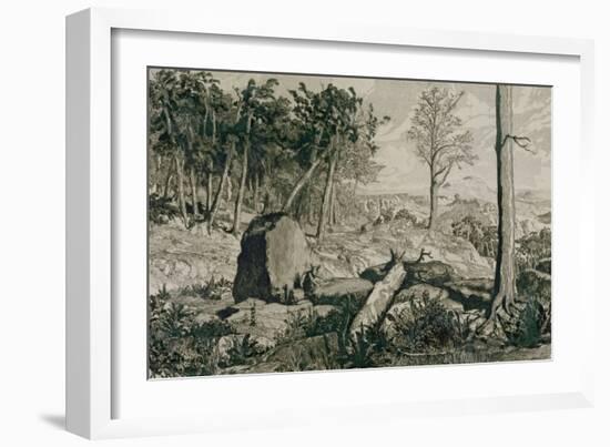 Landscape with trees, 1883 Etching,40 x 22,5 cm.-Max Klinger-Framed Giclee Print