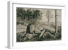 Landscape with trees, 1883 Etching,40 x 22,5 cm.-Max Klinger-Framed Giclee Print