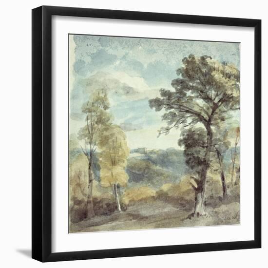 Landscape with Trees and a Distant Mansion-John Constable-Framed Giclee Print