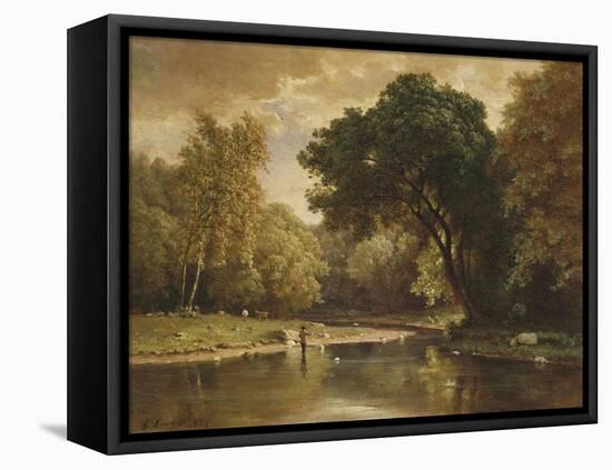Landscape with Trout Stream, 1857-George Inness-Framed Stretched Canvas