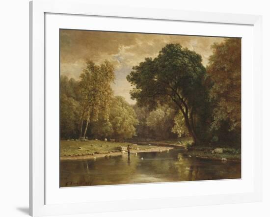 Landscape with Trout Stream, 1857-George Inness-Framed Giclee Print