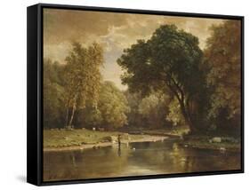 Landscape with Trout Stream, 1857-George Inness-Framed Stretched Canvas