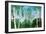 Landscape with Trunks of Birches and Pine Tree in the Foreground and Silhouettes of Different Trees-Milovelen-Framed Art Print