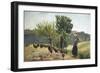 Landscape with Turkey Herd, 1875-1880-Antonio Berti-Framed Giclee Print