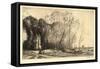 Landscape with Two Figures (Etching)-Auguste Lepere-Framed Stretched Canvas