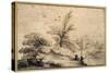 Landscape with Two Fishermen Resting-Guercino (Giovanni Francesco Barbieri)-Stretched Canvas