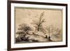 Landscape with Two Fishermen Resting-Guercino (Giovanni Francesco Barbieri)-Framed Giclee Print