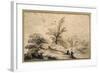 Landscape with Two Fishermen Resting-Guercino (Giovanni Francesco Barbieri)-Framed Giclee Print