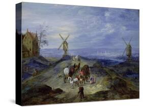 Landscape with Two Windmills, 1612-Jan Brueghel the Elder-Stretched Canvas