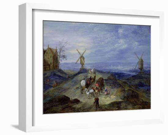 Landscape with Two Windmills, 1612-Jan Brueghel the Elder-Framed Giclee Print