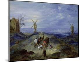 Landscape with Two Windmills, 1612-Jan Brueghel the Elder-Mounted Giclee Print