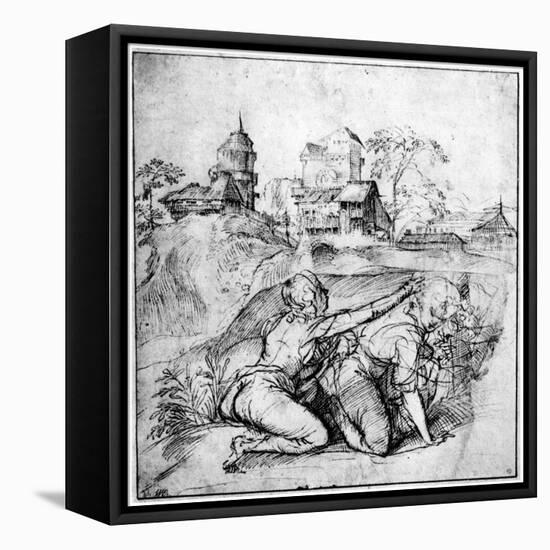 Landscape with Two Youths, C1510-Titian (Tiziano Vecelli)-Framed Stretched Canvas