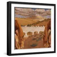 Landscape with View of Castel Del Monte, 1930-34-Cambellotti Duilio-Framed Giclee Print