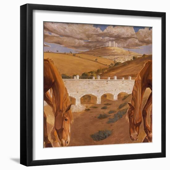 Landscape with View of Castel Del Monte, 1930-34-Cambellotti Duilio-Framed Giclee Print