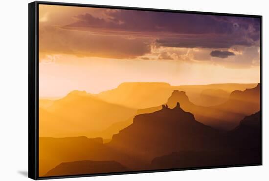 Landscape with view of Grand Canyon at sunset, Lupan Point, Arizona, USA-Panoramic Images-Framed Stretched Canvas