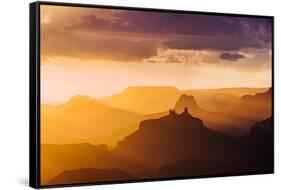 Landscape with view of Grand Canyon at sunset, Lupan Point, Arizona, USA-Panoramic Images-Framed Stretched Canvas