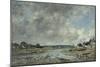 Landscape with Washerwomen, 1873 (Oil on Canvas)-Eugene Louis Boudin-Mounted Giclee Print