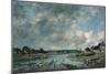 Landscape With Washerwomen-Eugène Boudin-Mounted Giclee Print