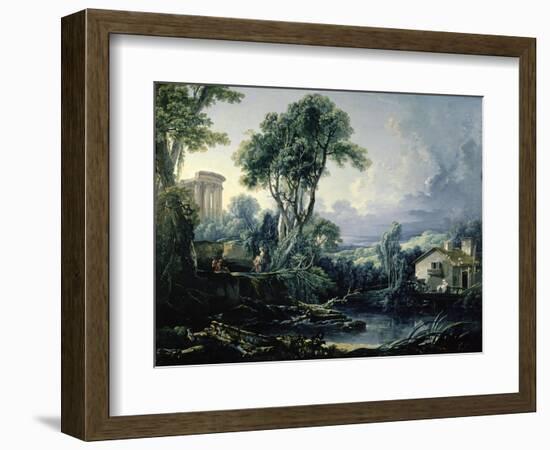 Landscape with Water Mill, 1743-Francois Boucher-Framed Giclee Print