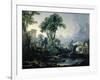 Landscape with Water Mill, 1743-Francois Boucher-Framed Giclee Print