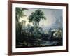 Landscape with Water Mill, 1743-Francois Boucher-Framed Giclee Print