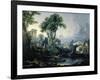 Landscape with Water Mill, 1743-Francois Boucher-Framed Giclee Print