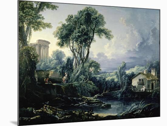 Landscape with Water Mill, 1743-Francois Boucher-Mounted Giclee Print