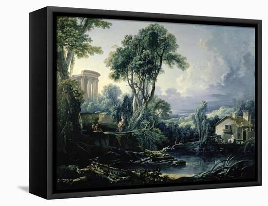 Landscape with Water Mill, 1743-Francois Boucher-Framed Stretched Canvas