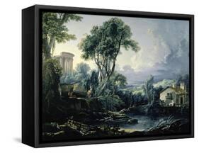 Landscape with Water Mill, 1743-Francois Boucher-Framed Stretched Canvas