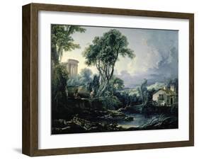 Landscape with Water Mill, 1743-Francois Boucher-Framed Giclee Print