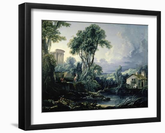 Landscape with Water Mill, 1743-Francois Boucher-Framed Giclee Print