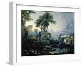 Landscape with Water Mill, 1743-Francois Boucher-Framed Giclee Print