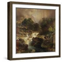 Landscape with Waterfall, 1861-Johann Gottfried Steffan-Framed Giclee Print