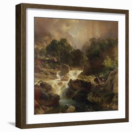 Landscape with Waterfall, 1861-Johann Gottfried Steffan-Framed Giclee Print