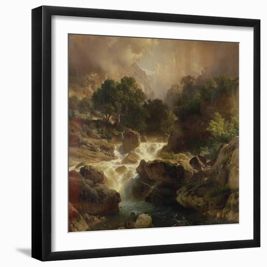 Landscape with Waterfall, 1861-Johann Gottfried Steffan-Framed Giclee Print
