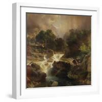 Landscape with Waterfall, 1861-Johann Gottfried Steffan-Framed Giclee Print