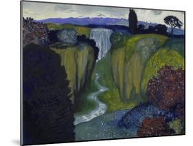 Landscape with Waterfall. 1896-Franz von Stuck-Mounted Giclee Print