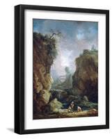 Landscape with Waterfall and Aqueduct, C1750-1808-Robert Hubert-Framed Giclee Print