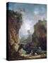 Landscape with Waterfall and Aqueduct, C1750-1808-Robert Hubert-Stretched Canvas