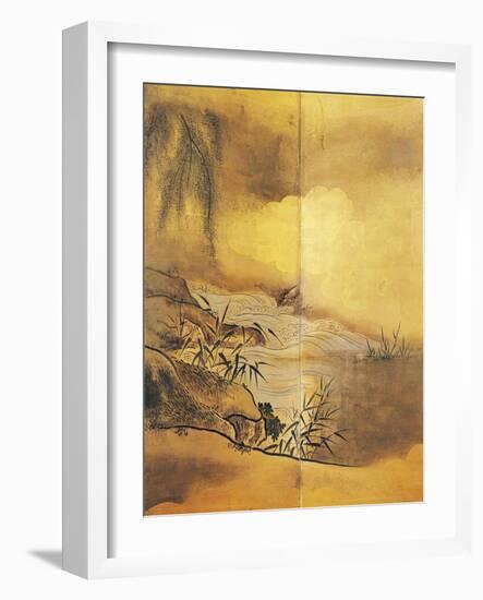 Landscape with Waterfall-Kano Tansetsu-Framed Giclee Print