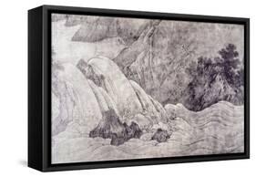 Landscape with Waterfall-Kano Motonobu-Framed Stretched Canvas
