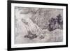 Landscape with Waterfall-Kano Motonobu-Framed Giclee Print