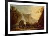 Landscape with Waterfall-Hubert Robert-Framed Giclee Print