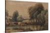 Landscape with Willows, Cows and Calf in a Stream, C.1835-Peter De Wint-Stretched Canvas